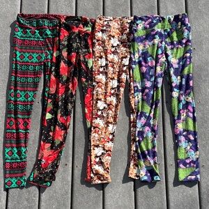 Womens Festive Holiday Christmas Leggings, Presents, Cookies, Cardinal, Size S/M